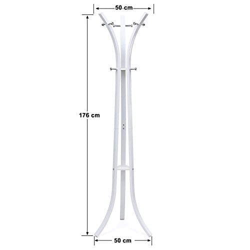 Songmics Heavy Duty Hat Stand, vaateripustin, Coat Tree 9 Hook Metal, 176cm valkoinen