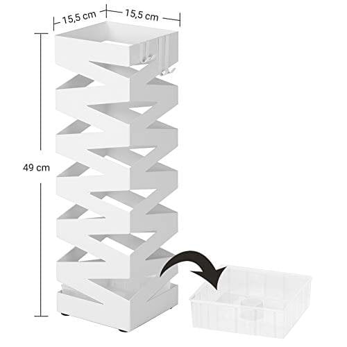 Songmics metal paraplystativ Firkantet paraplyholderstativ 15,5 x 15,5 x 49 cm Hvid