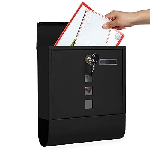 Songmics postkasse, vægmonteret postkasse, magasinholder, sort