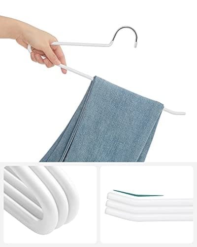 Songmics 20-Pack buksebøjler, metal halsbøjler, skridsikker, 38 x 13 cm, hvid