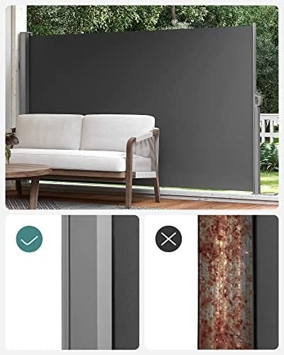 SONGMICS 200 x 350 cm, Sidemarkise til altan og terrasse, Sidegardin, Smoky Grey