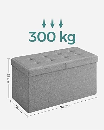 Songmics-penkki, 80 litraa, lava saranoidulla säilytyslokerolla, 76 x 38 x 38 cm, harmaa