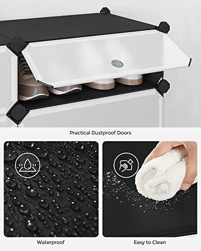 Songmics Interlocking Skohylde, Opbevarings Organizer DIY Opbevaringshylde, Sort