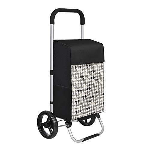 Songmics ostoskärry pyörillä, ostoskori, kantavuus 40L, 47 x 33 x 97 cm, musta