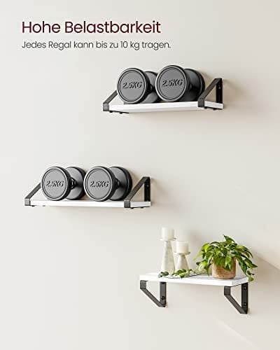 Vasagle Industrielt design, 3 svævende hylder, vægmonterede robuste udstillingshylder