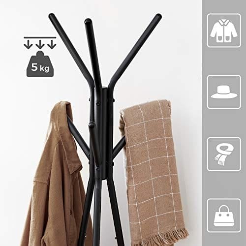 Vasagle Rack Stativ, Coat Tree, Hall Tree Fristående, greige och svart