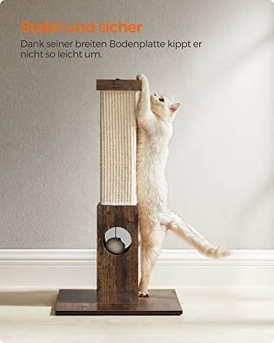 Feandrea Cat kradsestolpe, naturligt sisal reb, møbel kradsestolpe, 73 cm høj, vintage brun