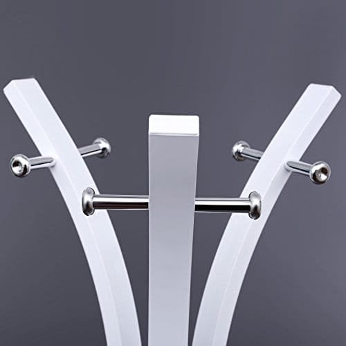 Songmics Heavy Duty Hat Stand, vaateripustin, Coat Tree 9 Hook Metal, 176cm valkoinen
