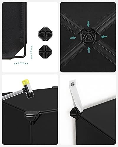 Songmics 15 Cube Opbevaringsenhed Skostativ DIY Hyldesystem Stableterninger PP Plast, Sort