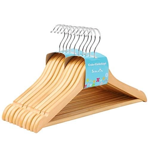 Songmics massivträ barnhängare, 10-pack, 35 x 1,2 x 20 cm, naturlig