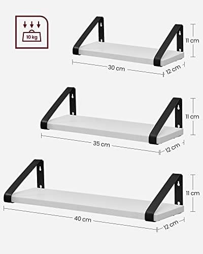 Vasagle Industrielt design, 3 svævende hylder, vægmonterede robuste udstillingshylder