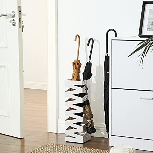 Songmics metal paraplystativ Firkantet paraplyholderstativ 15,5 x 15,5 x 49 cm Hvid
