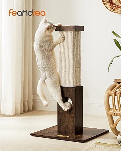 Feandrea Cat kradsestolpe, naturligt sisal reb, møbel kradsestolpe, 73 cm høj, vintage brun