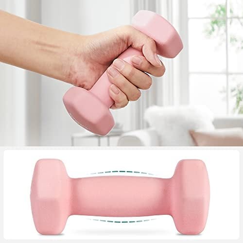 Songmics Hex håndvægte med stativ - 2 x 1 kg, 2 x 2 kg, 2 x 3 kg, Pink, Aqua og Blue