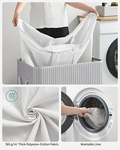 Songmics pyykkikori, jossa 3 osaa, 150L taitettava, harmaa