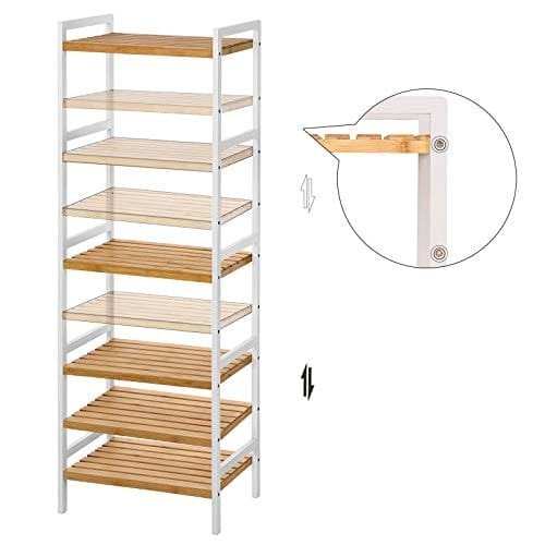Songmics 5-lags bambus opbevaringsstativ, 31,5 x 45 x 142 cm, naturlig og hvid