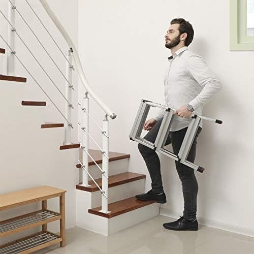Songmics ALU Trinstige, husholdningsstige, letvægt 3 kg, foldbar