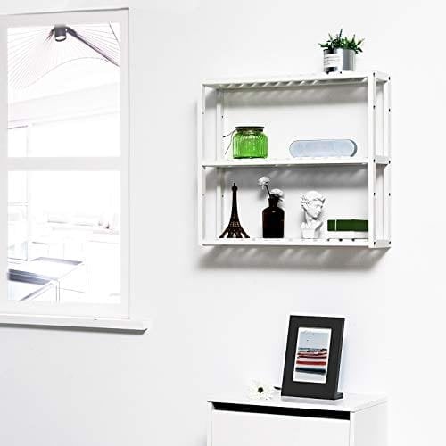 Songmics bambushylde, højdejusterbar, 3 niveaus hylde, 60 x 15 x 54 cm, hvid