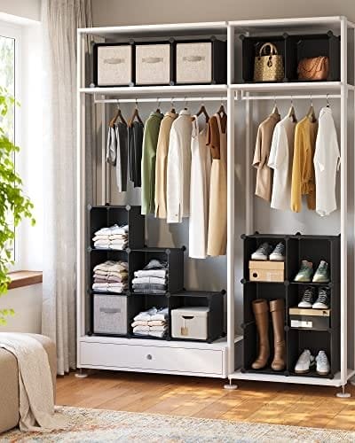 Songmics 15 Cube Opbevaringsenhed Skostativ DIY Hyldesystem Stableterninger PP Plast, Sort