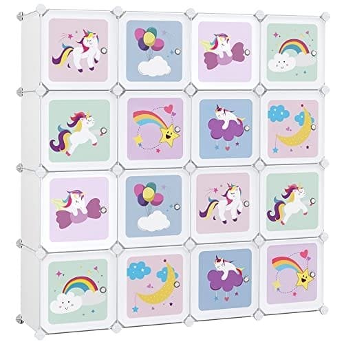 Songmics Cube Hylde Multifunktionsskab, børnesko Legetøj 123 x 31 x 123 cm Hvid