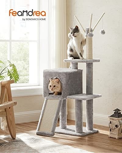 Feandrea Cat Tree, Cat Tower til indekatte, killinger, lysegrå