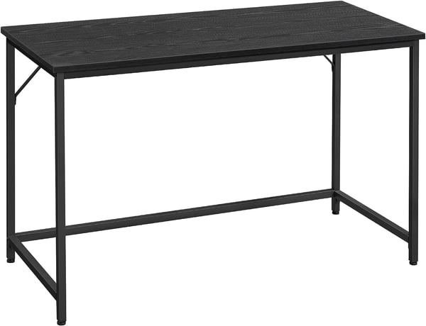 Vasagle skrivebord, lille computerbord, skrivebord, 60 x 120 x 75 cm, metalstel, sort