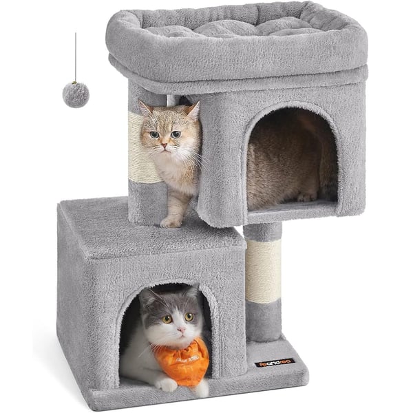 Feandrea kattträd, 67 cm katttorn, stor katt abborre, 2 kattgrottor, repor, ljusgrå