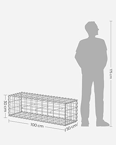 SONGMICS metalgabionbur med mesh, galvaniseret, havedekoration, sølv