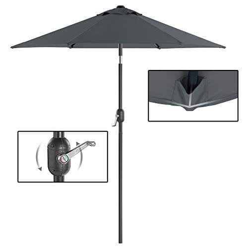 SONGMICS 197 cm haveparasol paraply, UPF 50+, solskærm, grå