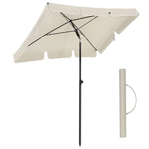 SONGMICS rektangulärt balkong parasoll 2 x 1,25 m, UPF 50+ skydd, beige