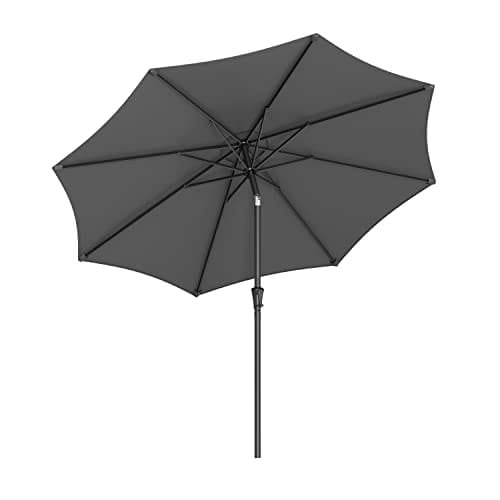 SONGMICS 290 cm Garden Parasoll paraply, UPF 50+, solskydd, 30° lutning, Grå
