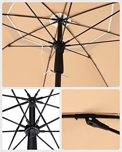 SONGMICS 1,6 m strandparaply, UPF 50+, solbeskyttelse, bærbar, taupe