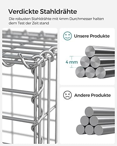 SONGMICS metalgabionbur med mesh, galvaniseret, havedekoration, sølv