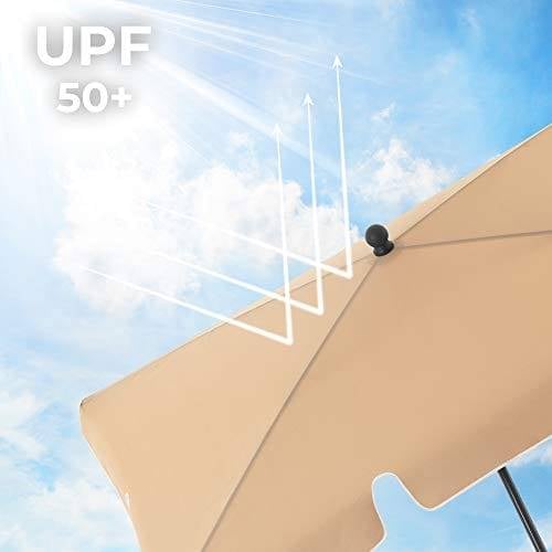 SONGMICS Rektangulær altanparasol 2 x 1,25 m, Bæretaske, Haveterrasse, Taupe