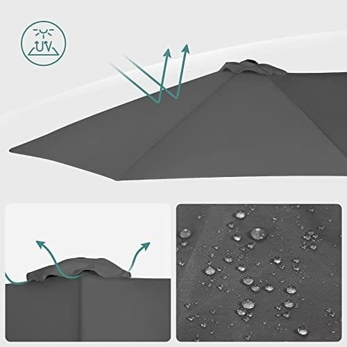 SONGMICS 460 x 270 cm Dobbeltsidet parasolparaply, ekstra stor, grå