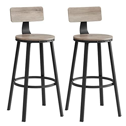 VASAGLE Køkkenstole med metalstel, Sædehøjde 73,2 cm, Greige Sort