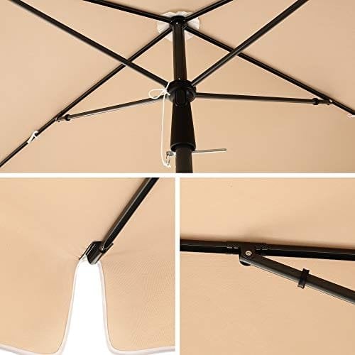 SONGMICS Rektangulær altanparasol 2 x 1,25 m, Bæretaske, Haveterrasse, Taupe