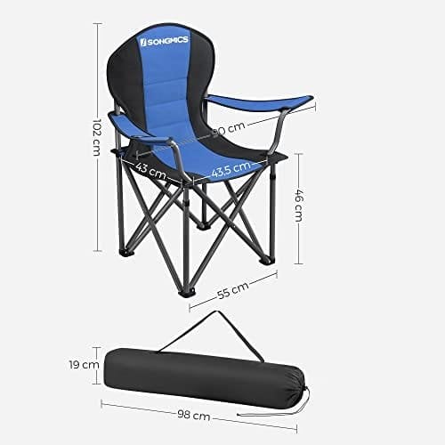 SONGMICS Foldbar campingstol, med behageligt svampesæde, udendørs stol, blå