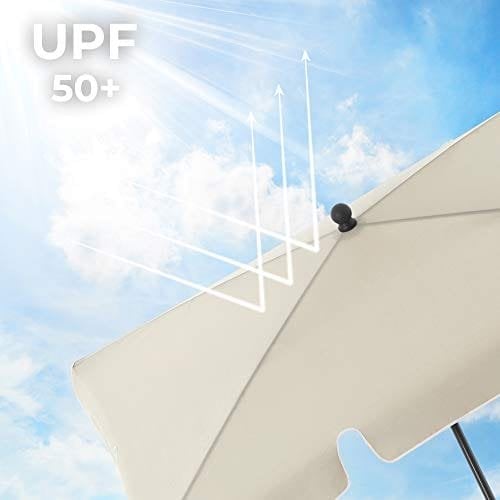 SONGMICS rektangulær altanparasol 2 x 1,25 m, UPF 50+ beskyttelse, beige