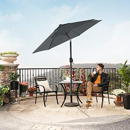 SONGMICS 197 cm haveparasol paraply, UPF 50+, solskærm, grå