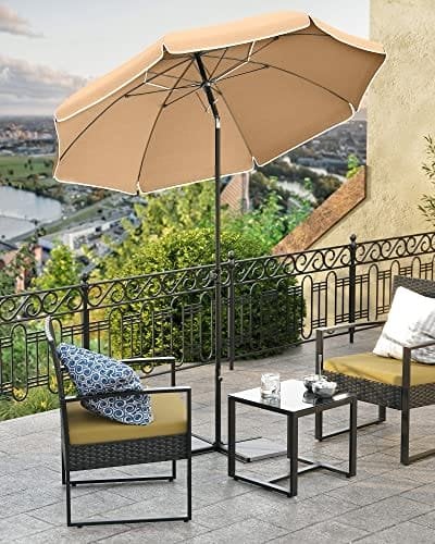 SONGMICS 1,6 m strandparaply, UPF 50+, solbeskyttelse, bærbar, taupe