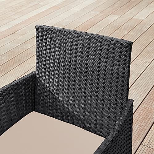 SONGMICS altanhavemøbelsæt, PE polyrattan loungesæt, terrassemøbler, sort taupe