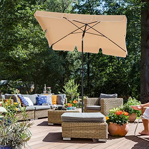 SONGMICS Rektangulær altanparasol 2 x 1,25 m, Bæretaske, Haveterrasse, Taupe