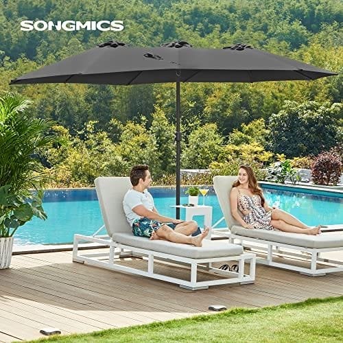 SONGMICS 460 x 270 cm Dobbeltsidet parasolparaply, ekstra stor, grå