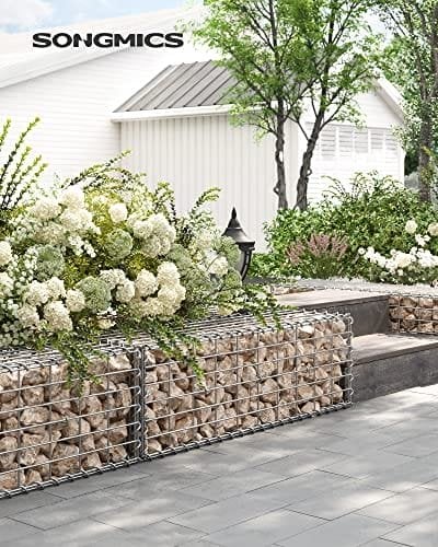 SONGMICS metalgabionbur med mesh, galvaniseret, havedekoration, sølv