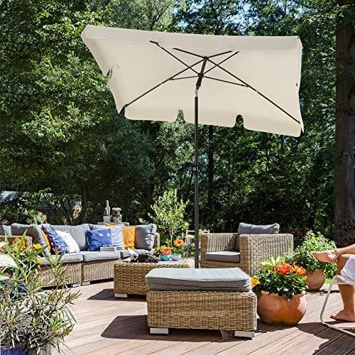 SONGMICS rektangulær altanparasol 2 x 1,25 m, UPF 50+ beskyttelse, beige