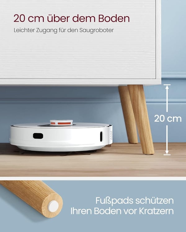 VASAGLE TV skab, Lowboard tv skab til tv op til 55 tommer 120 cm lang, hvid