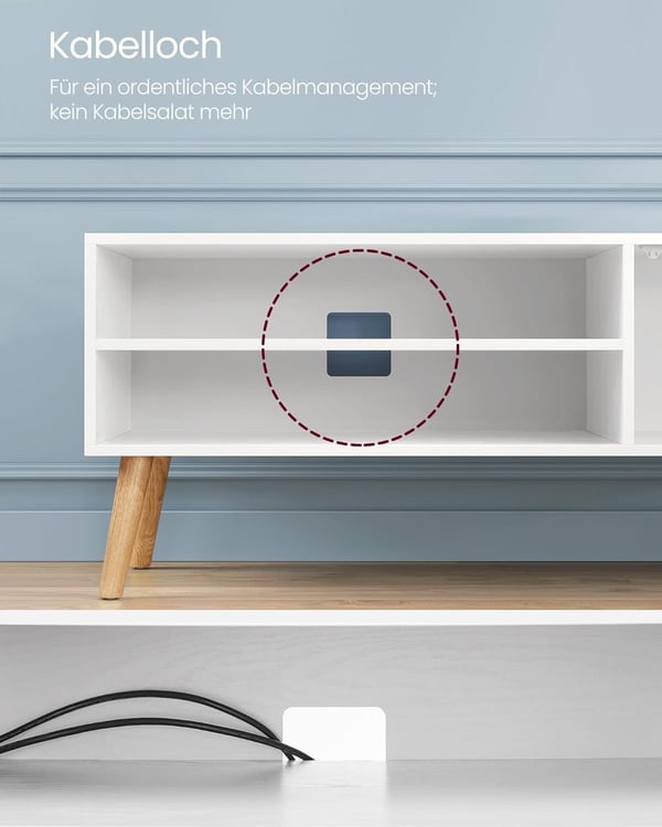VASAGLE TV skab, Lowboard tv skab til tv op til 55 tommer 120 cm lang, hvid