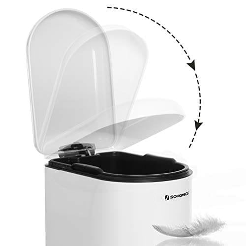 SONGMICS Slank skraldespand, 10L pedalspand, stål, hvid