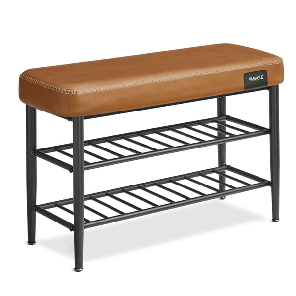 VASAGLE Skobænk 30 x 80 x 50 cm Moderne 135 kg bæreevne, imiteret læder med syning